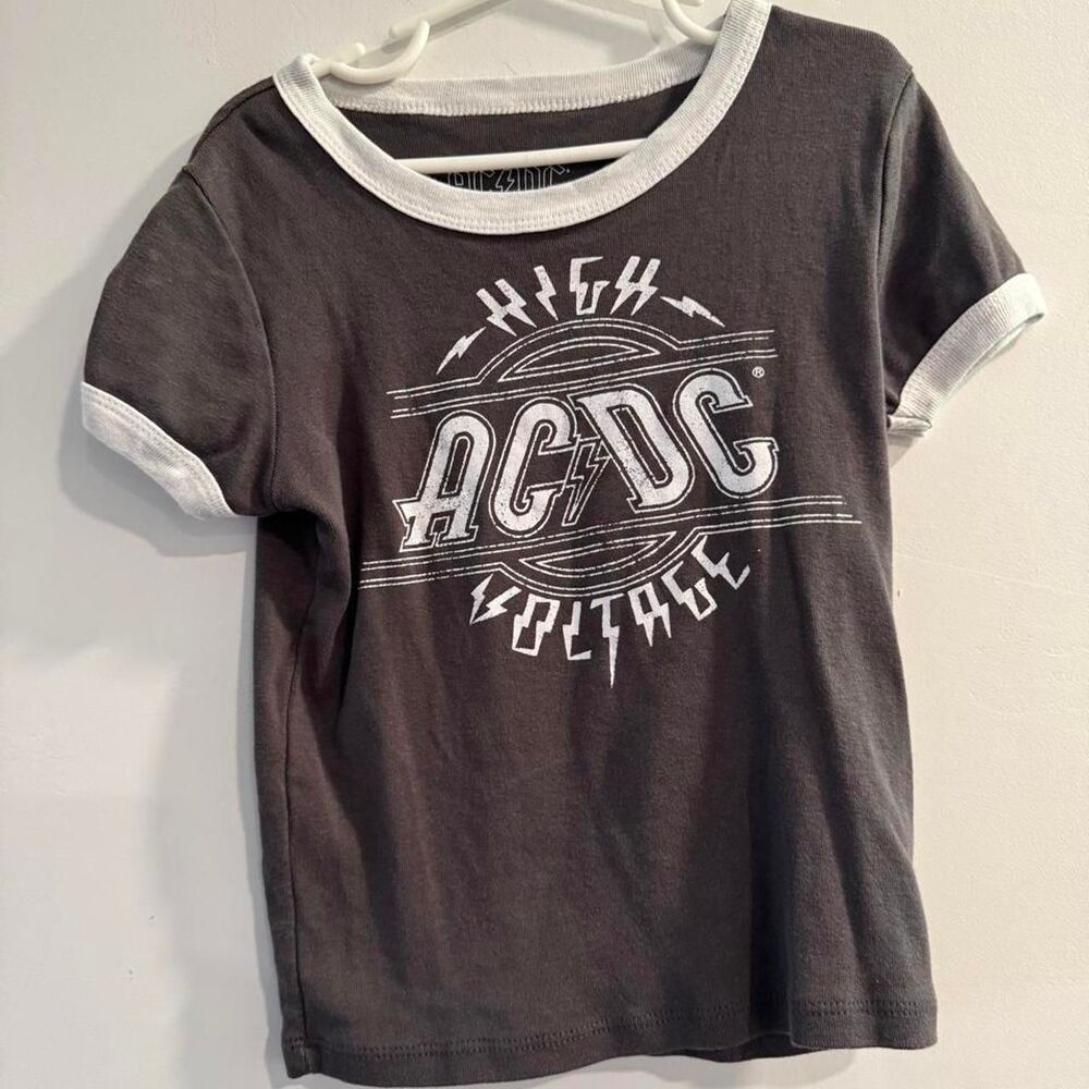 Girls AC/DC Gray Short Sleeve Shirt-Size M 7/8